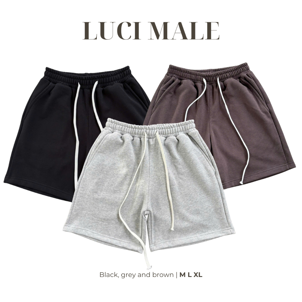 [3 màu] Quần Short Nỉ Nam LUCI, chất nỉ cao cấp, form quần lửng túi chéo bản lưng to (LM002)