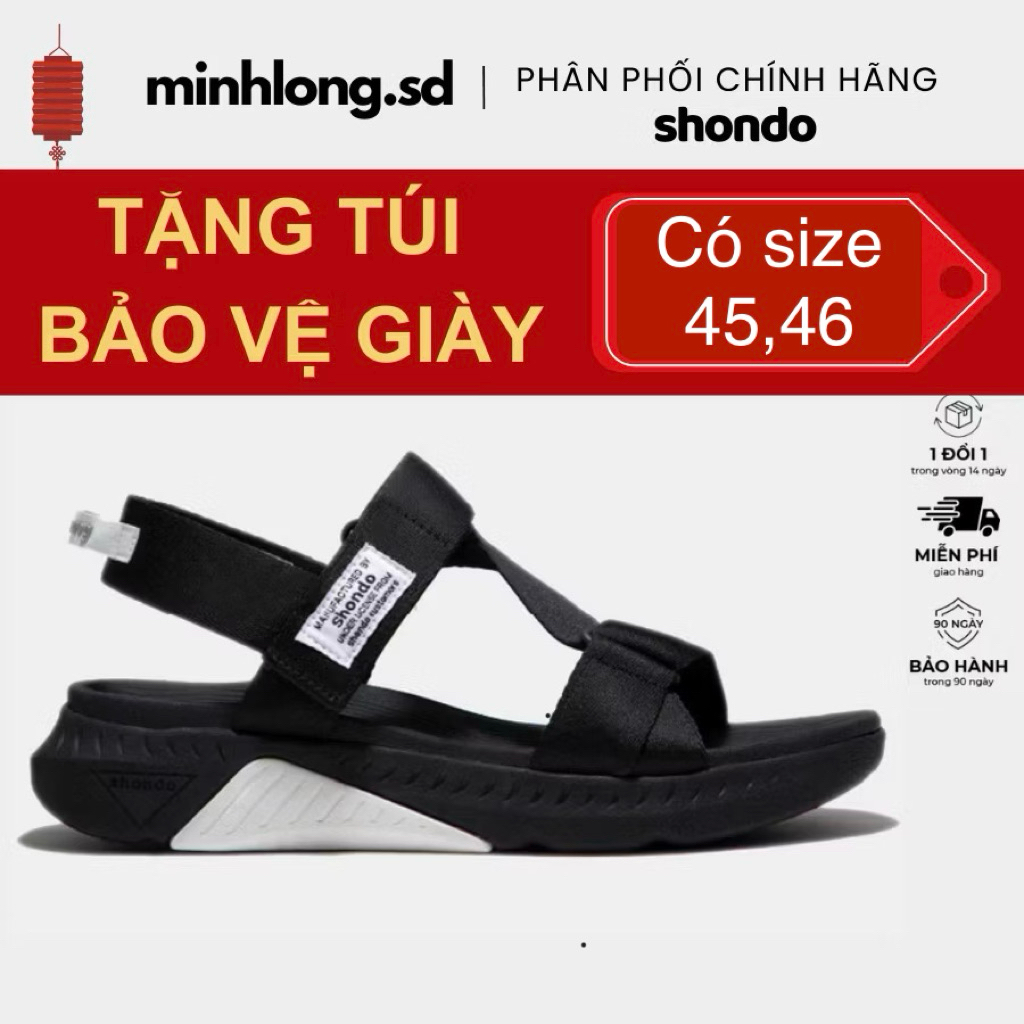 Sandals Shondo F7 Racing đế đen phối trắng quai đen F7R1010