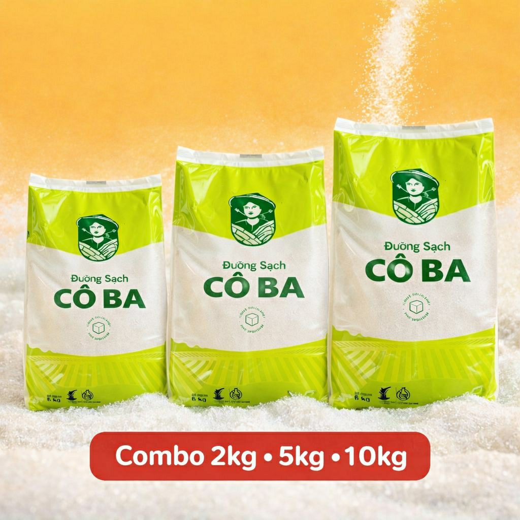 Đường Cô Ba Biên Hòa Chính Hãng – Đường Cát Trắng Ngọt Thanh – Combo 2kg 5kg 10kg