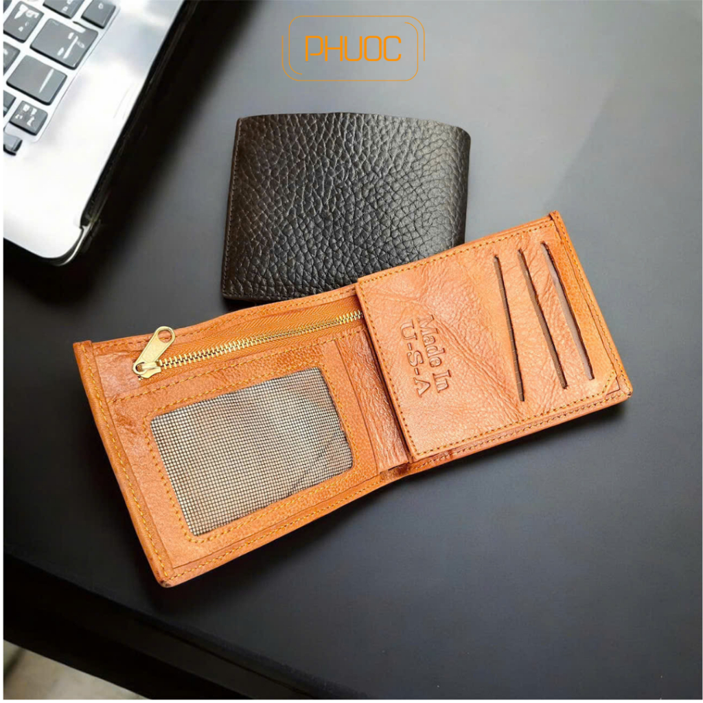 VD06 Ví nam Da Bò Thật hình ông địa mẫu mới - Bóp nam da dày dặn đựng thẻ, giấy tờ cao cấp