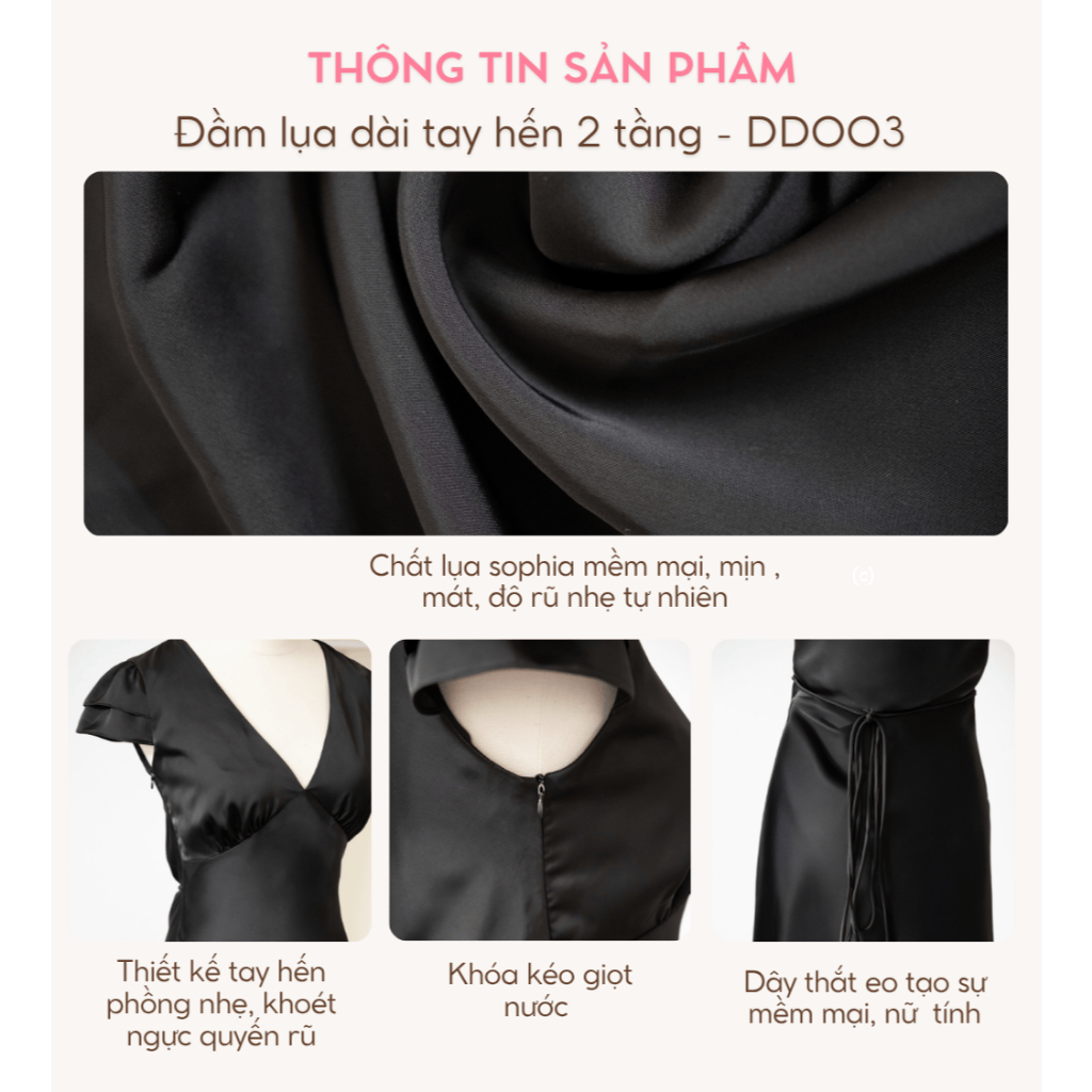 Đầm Lụa Dài Tay Hến Hai Tầng, Đầm Đi Tiệc La Boutique - DD004-2511LAT | BigBuy360 - bigbuy360.vn