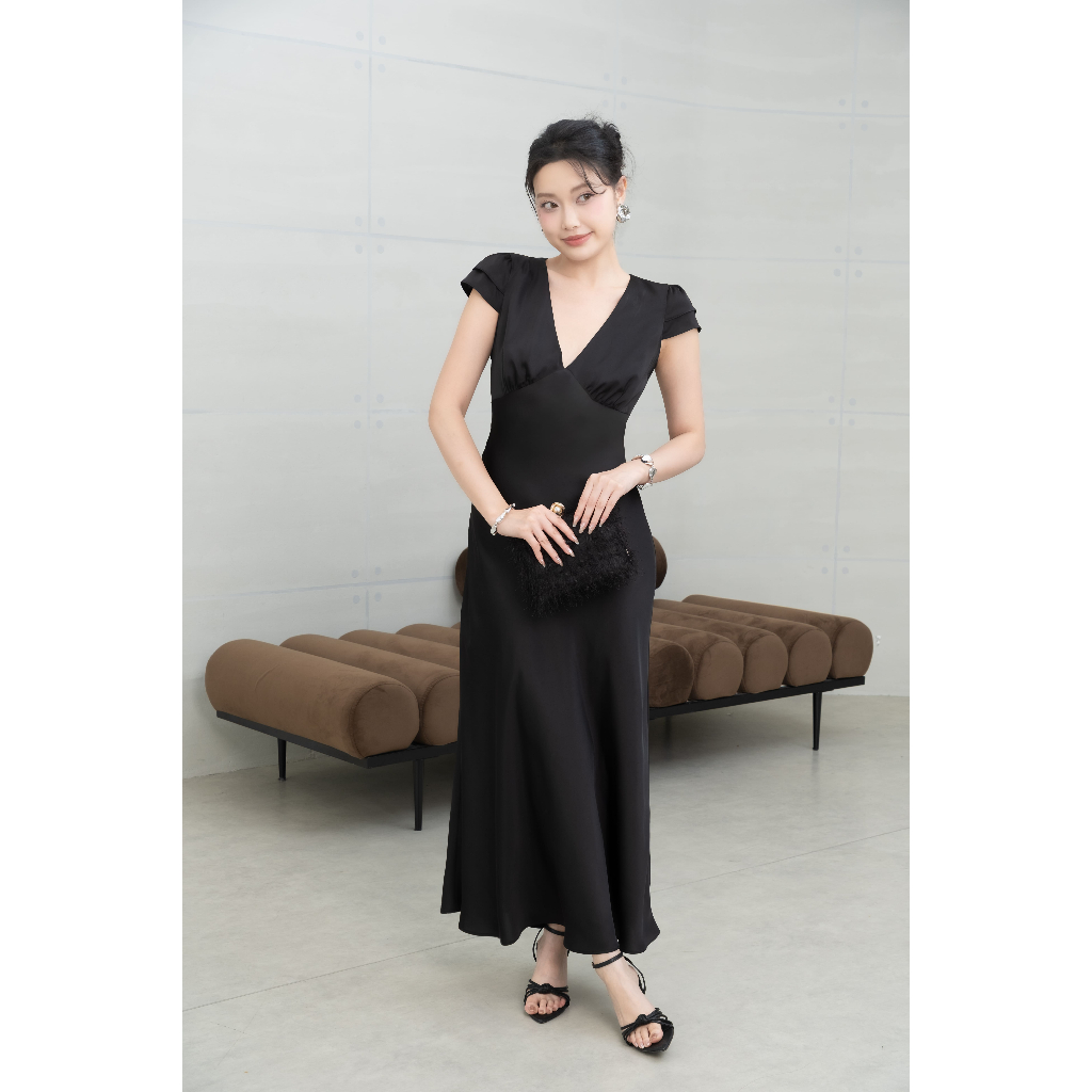 Đầm Lụa Dài Tay Hến Hai Tầng, Đầm Đi Tiệc La Boutique - DD004-2511LAT | BigBuy360 - bigbuy360.vn