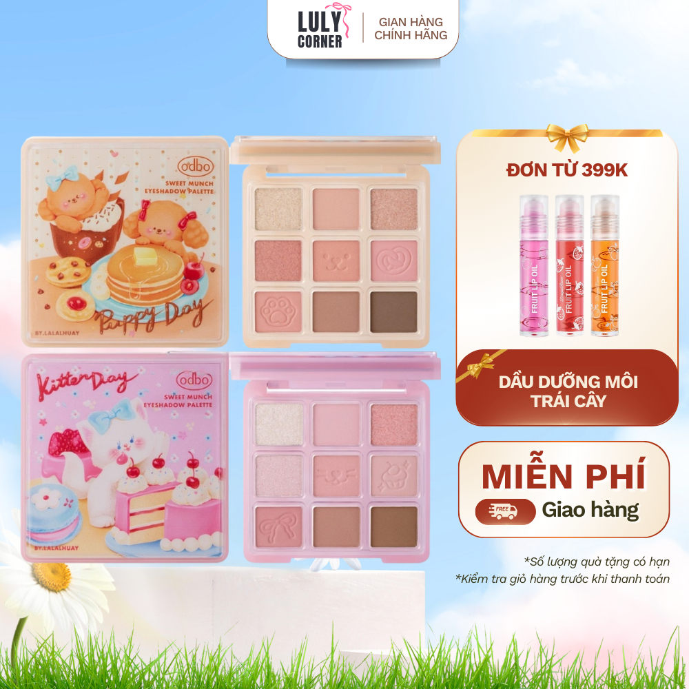 [TẶNG KẸP TÓC] Bảng Mắt 9 Ô ODBO Puppy Day & Kitten Day – Phấn Mắt Odbo Sweet Munch Eyeshadow