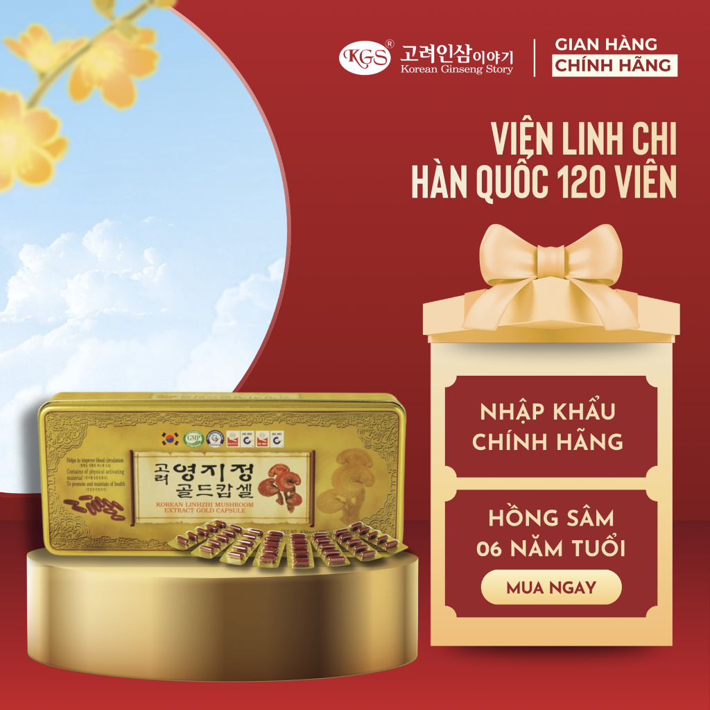 Hộp 120 Viên Chiết xuất Nấm Linh chi Hàn Quốc KGS (830mg x 120 viên)