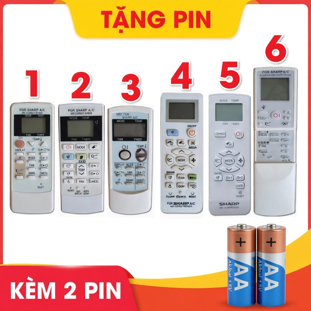 Remote Điều Hòa Sharp Thay Thế - Inverter 1 Chiều & 2 Chiều - Tặng Pin
