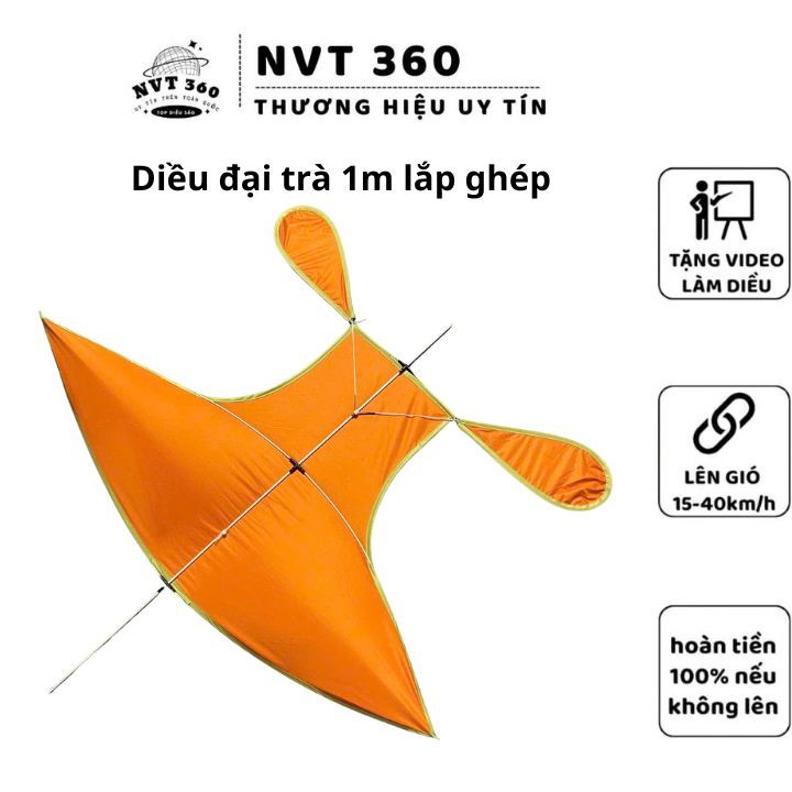 Diều sáo đại trà , song vân , đuôi cá lắp ghép mini 1m giá rẻ có thể cõng được sáo d15 đổ về  [Diều không kèm sáo]