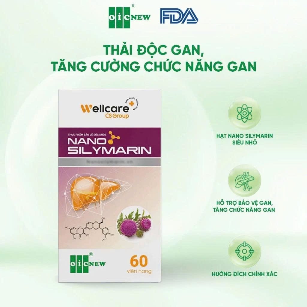 Nano Silymarin OIC New tăng cường chức năng Gan hộp 60 Viên