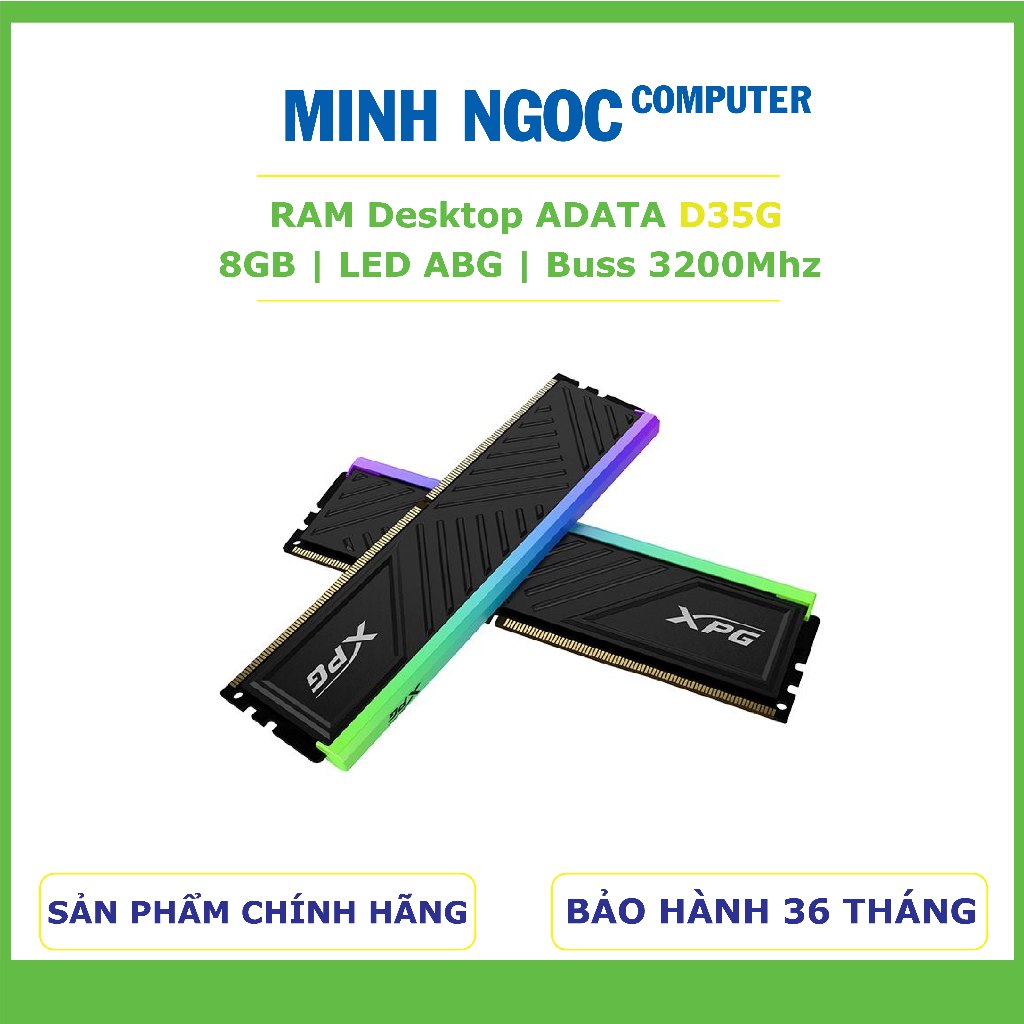 RAM Adata XPG D35G 8GB DDR4 3200Mhz RGB Black (AX4U32008G16A-SBKD35G) | Bảo hành 36 Tháng