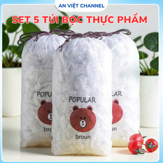 Set 100 túi màng bọc thực phẩm có thun co giãn, chất liệu PE an toàn, có thể tái sử dụng, bọc thực phẩm tủ lạnh