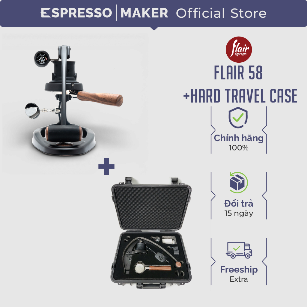 Dụng cụ pha cà phê Flair 58 Plus 2 + Hard Travel Case