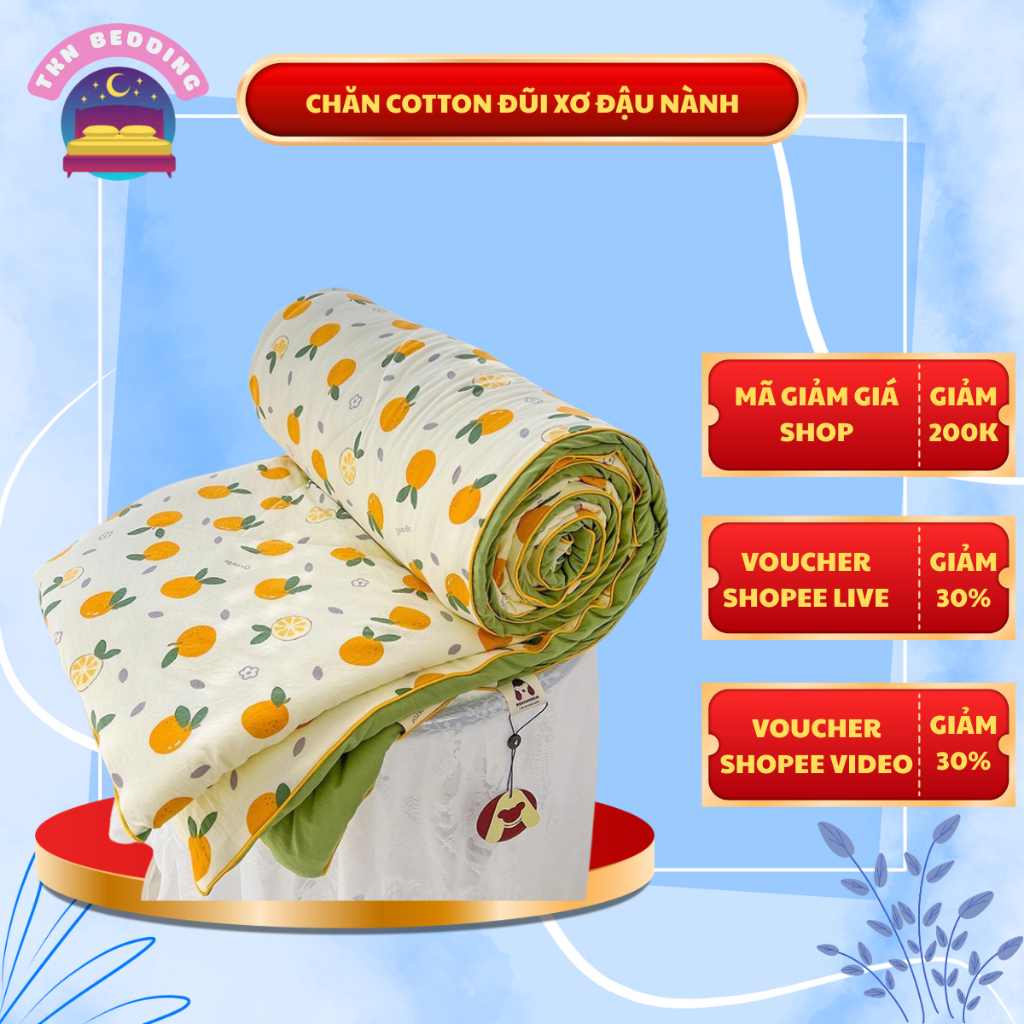 Chăn cotton đũi xơ đậu nành hè thu nhập khẩu, Mền hè đũi cotton bông đậu chất liệu mềm mại thoáng mát giặt máy thỏa mái