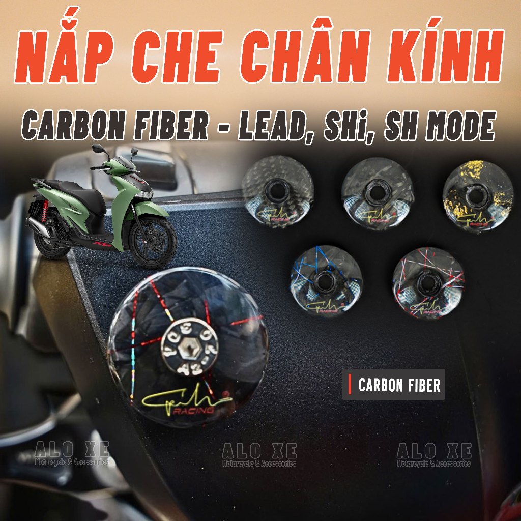 Nắp che Chân Kính Carbon Fiber GH-Racing cho xe SHi VN, SH350i, SH Mode và Lead 125 - Phụ kiện phụ t