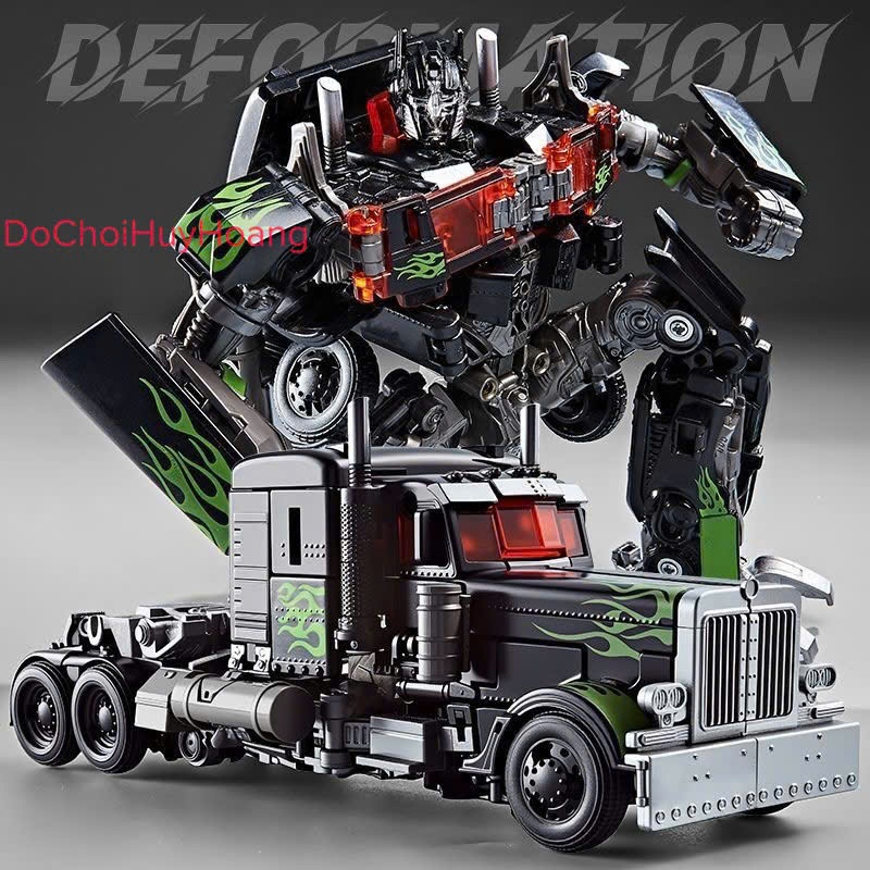 Mô hình robot Optimus biến đổi thành xe oto cao 17cm 7022 xanh lá