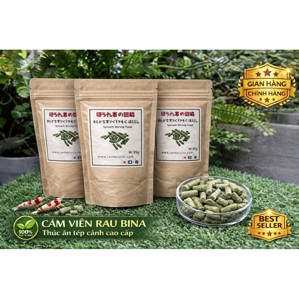 Cám Tép Viên Rau Bina Tantora Spinach Thức Ăn Tép Cảnh, Tép Ong,Tép Sulawesi , Tép Bu Mạnh, Hỗ Trợ L