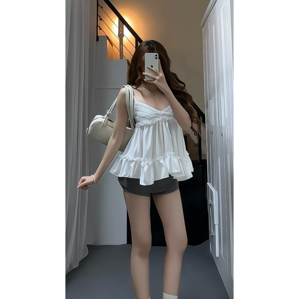 Summer Doll – Áo Hai Dây Nữ Dáng Xòe Phối Ren, Mặc Đi Biển Dạo Phố Du Lịch A26_Có Bigsize | BigBuy360 - bigbuy360.vn