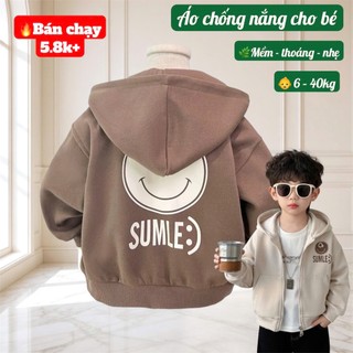 Freeship - Áo Khoác Chống Nắng SMILE Áo Khoác Nỉ Chống Nắng Cho Bé Trai Bé Gái Chống UV Bảo Vệ Da