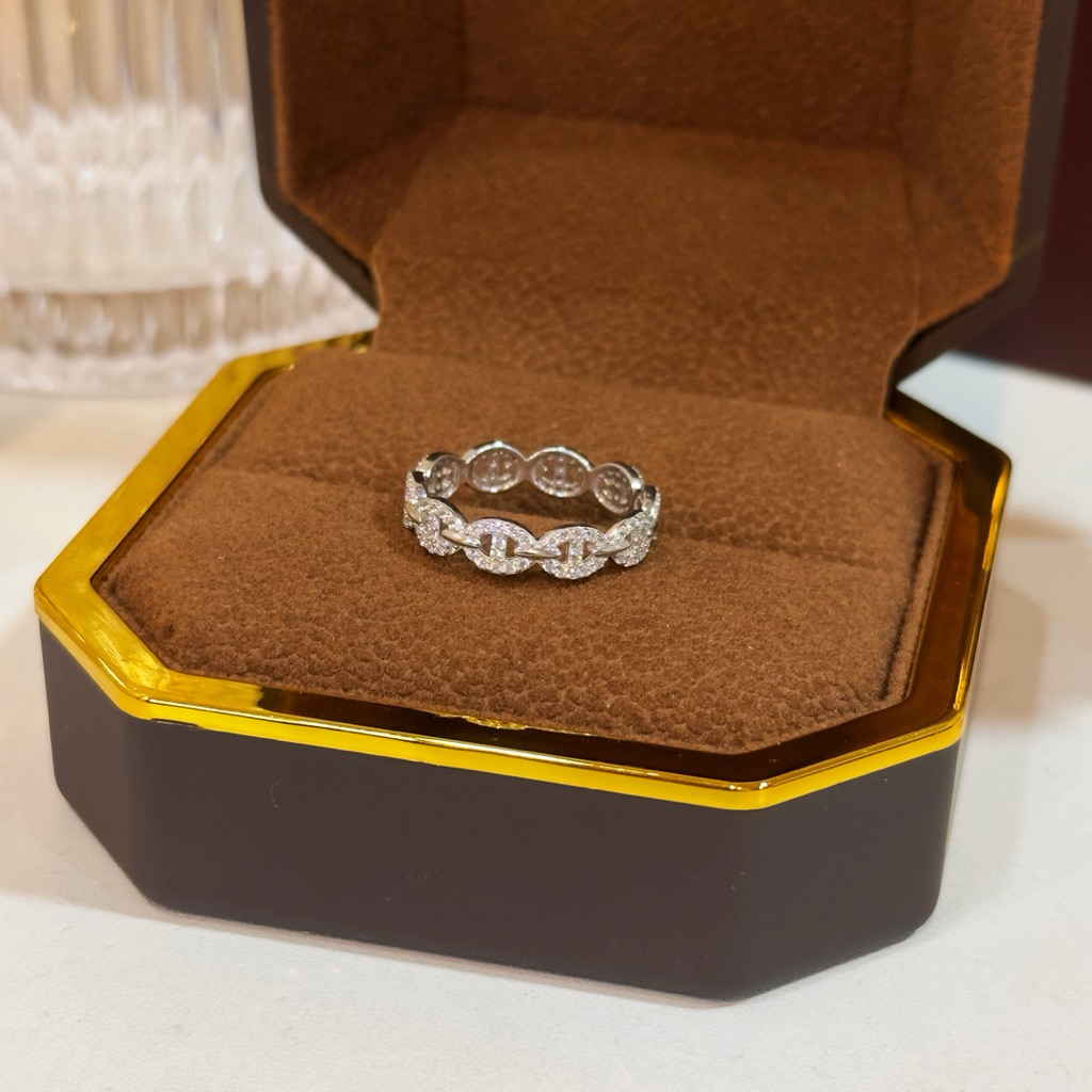 Nhẫn bạc mắt xích full đá cá tính Luxury - MINA JEWELRY