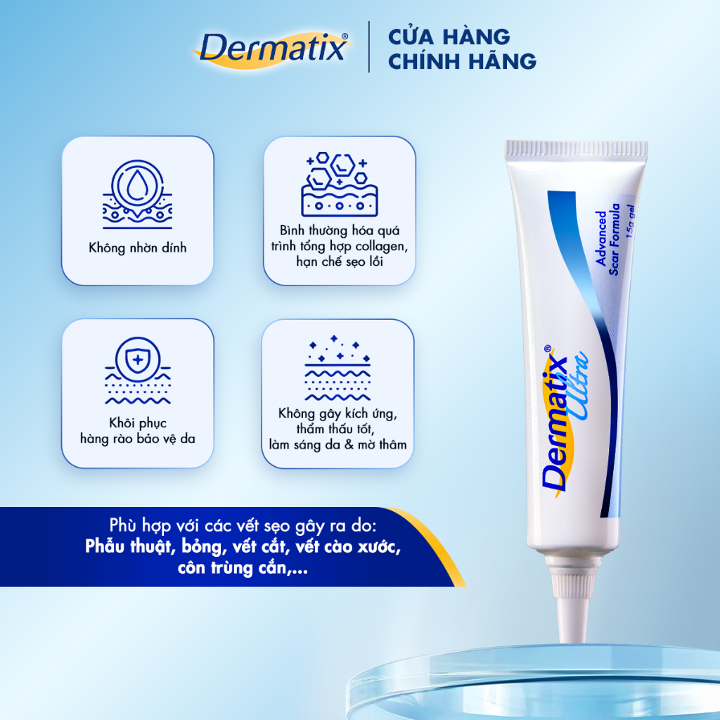 [Chỉ 15.6] Gel mờ sẹo Dermatix Ultra 15g làm phẳng mềm sẹo lồi, sẹo thâm, sẹo sau phẫu thuật | BigBuy360 - bigbuy360.vn