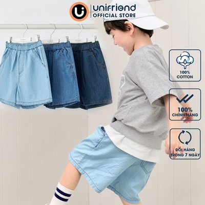 Quần short siêu nhẹ vải denim cotton mỏng mềm mại thoải mái bé trai và bé gái Unifriend Hàn Quốc U950X, Size 2-12 tuổi