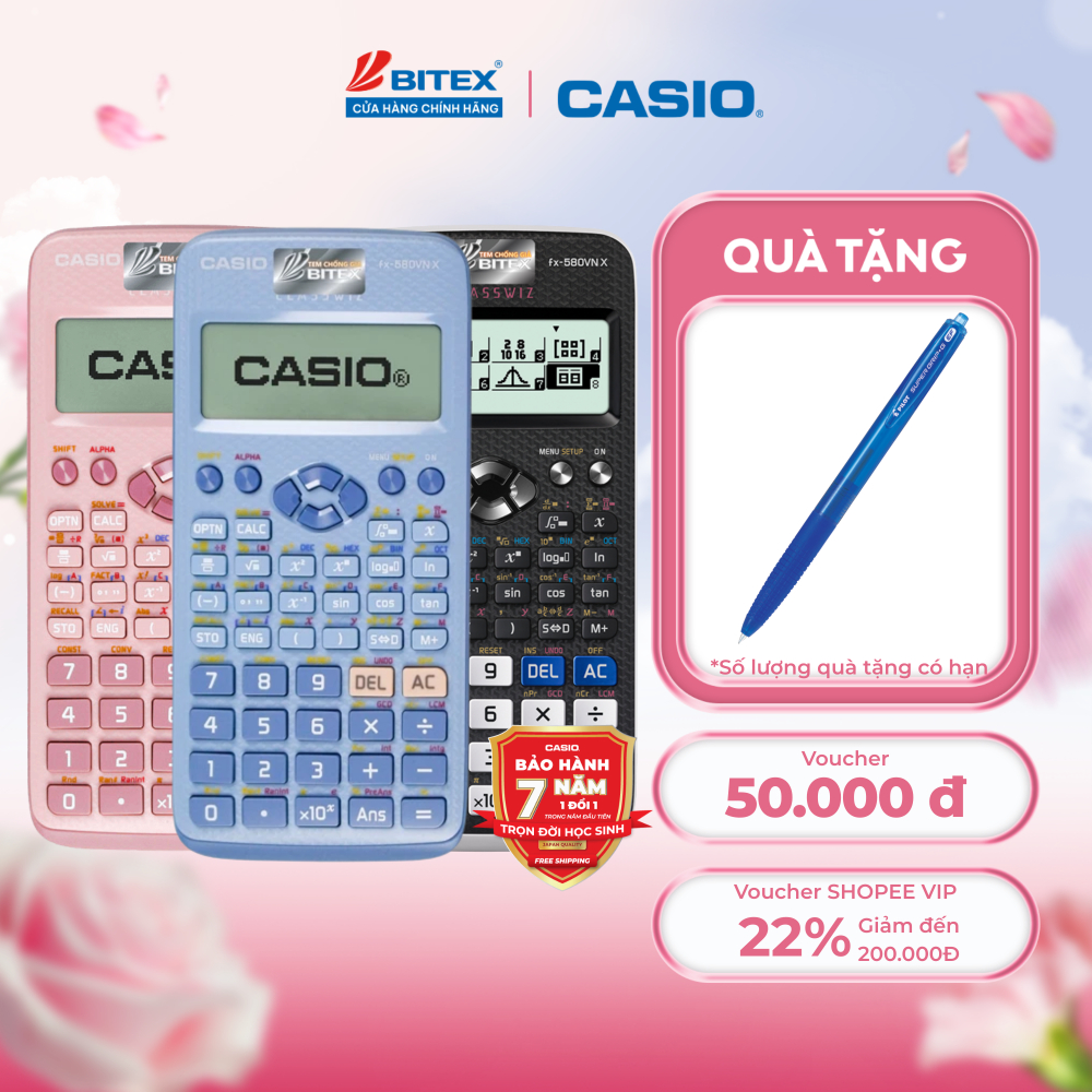 [VC] Máy Tính Casio FX-580VN X (Hàng Chính Hãng) - 521 Tính Năng, Được Mang Vào Phòng Thi, Trợ Thủ Đ