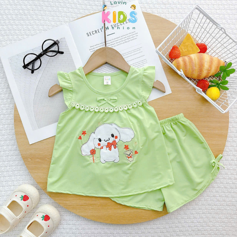 Bộ thun lạnh cánh tiên thêu hình thỏ Simuro dễ thương cho bé gái size 6-22kg - Lavin Kids