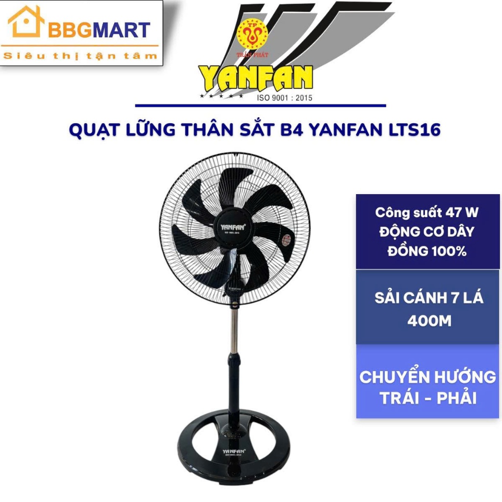QUẠT LỮNG YANFAN LTS16 47W ĐỘNG CƠ DÂY ĐỒNG II QUẠT LỠ THÂN SẮT AKIFAN L45 II SENKO LTS1636 65W