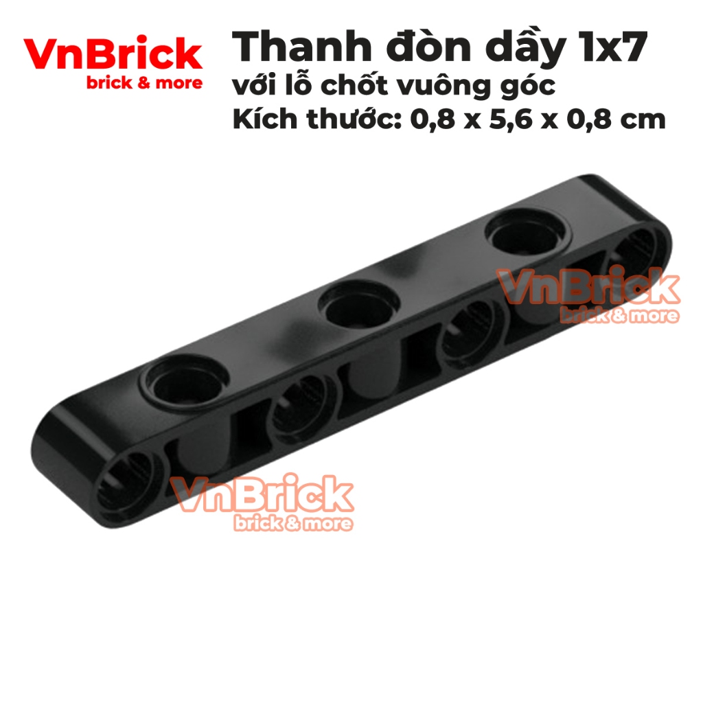[1 Cái] [Mới, REAL] Thanh đòn dầy 1x7 với lỗ chốt vuông góc, màu đen ID 71710