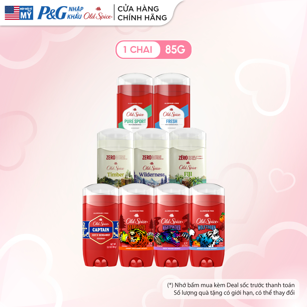 Sáp Khử Mùi & Ngăn ố vàng áo OLD SPICE 85g, thơm lâu vượt trội, nhiều mùi hương (Sáp xanh) - Mỹ