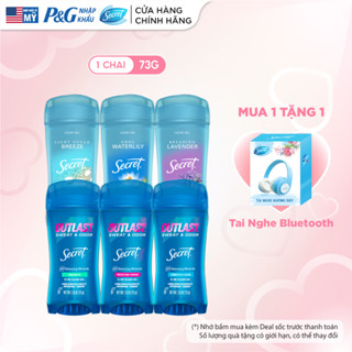 Gel Khử Mùi SECRET 73g, Giảm tiết mồ hôi 72 giờ và dưỡng da săn mịn, nhiều mùi hương 73g - Mỹ