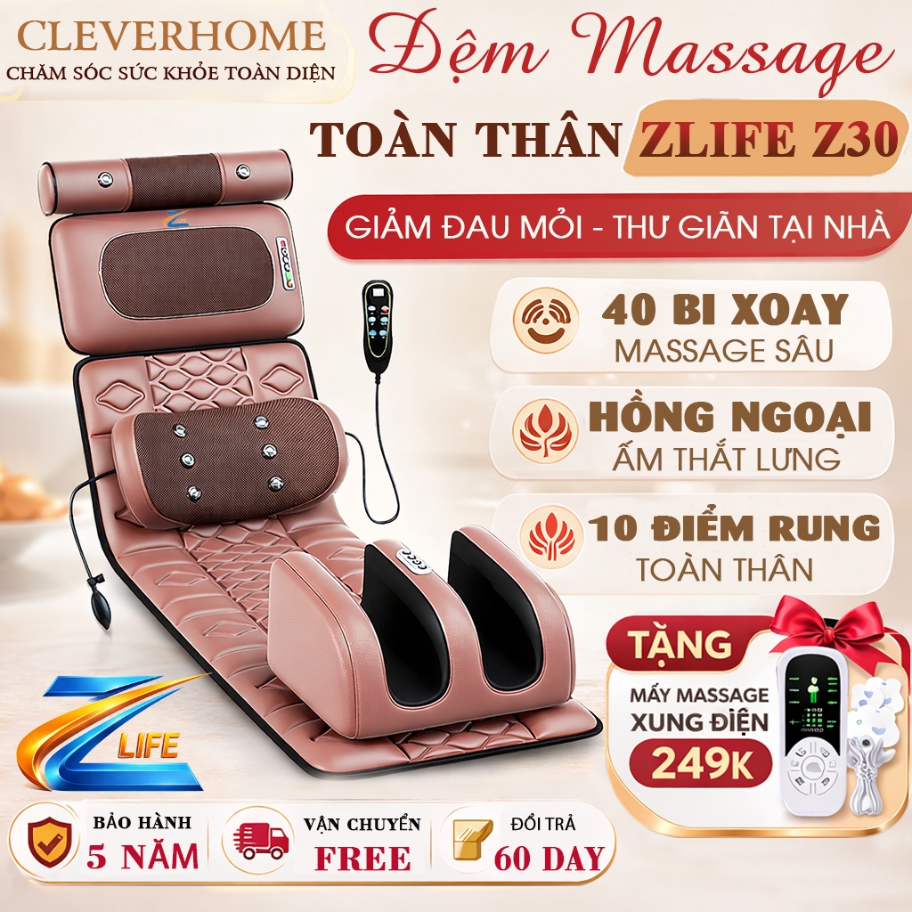[Chính Hãng ZLIFE - Thêu LOGO] Đệm massage toàn thân, nệm mát xa tại nhà, ghế massage giảm đau