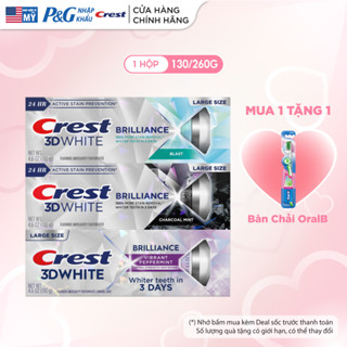 Kem đánh trắng răng Crest 3D White Brilliance 130/260g trắng sáng vượt trội, sạch sâu , thơm lâu (hộp đơn/hộp đôi)-Mỹ