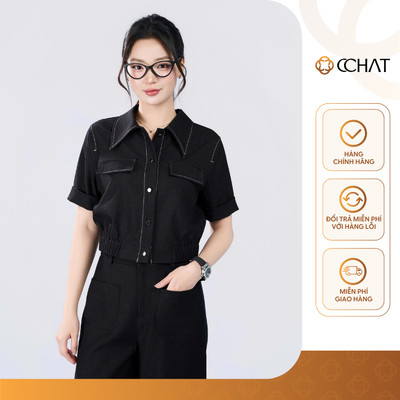 Áo Sơ Mi Nữ 𝐂𝐂𝐇𝐀𝐓 Dáng Suông Kiểu Serene Line Cổ Đức Chất Liệu Tuytsi Cao Cấp 16FDS2015ST