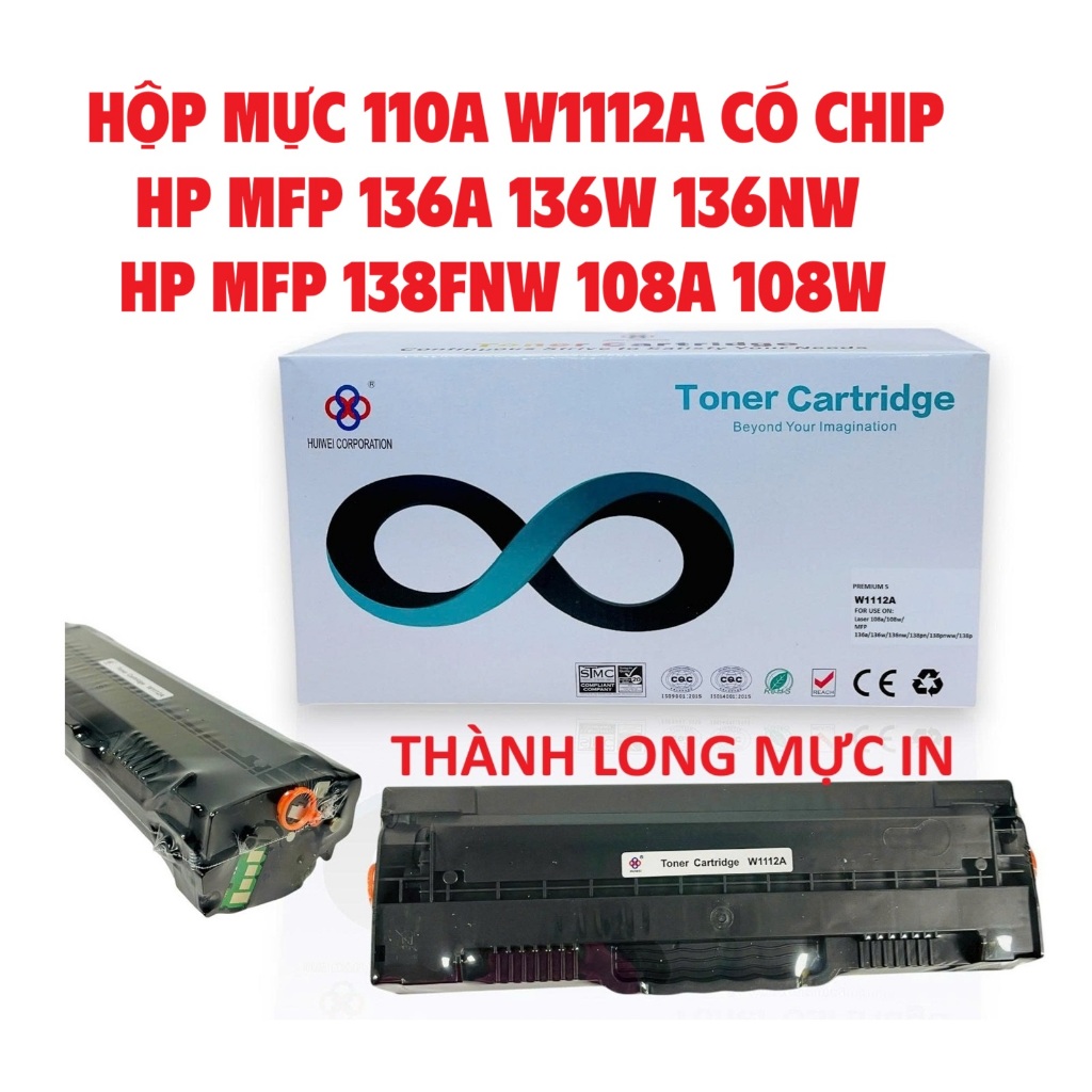 Hộp mực 110A W1112A cho máy in HP MFP 108a 108w 136a 136w 136nw 138fnw  - loại có chip.