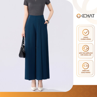 Quần Ống Rộng 𝐂𝐂𝐇𝐀𝐓 Dáng Suông Floline Cạp Kiểu Chất Liệu Trượt Ý Cao Cấp 25QDS2016ST