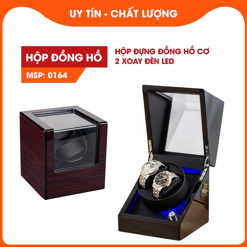 Hộp Đồng Hồ Cơ 2 Xoay Có LED Cao Cấp Động Cơ Mabuchi Nhật [0164] [0209]