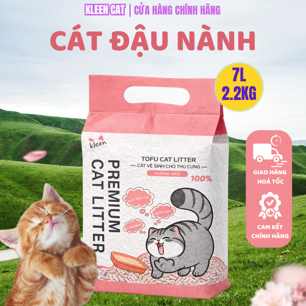 Cát Mèo Đậu Nành Organic Kleen Cat, Cát Vệ Sinh Cho Mèo Tofu 100% Hữu Cơ - CM42