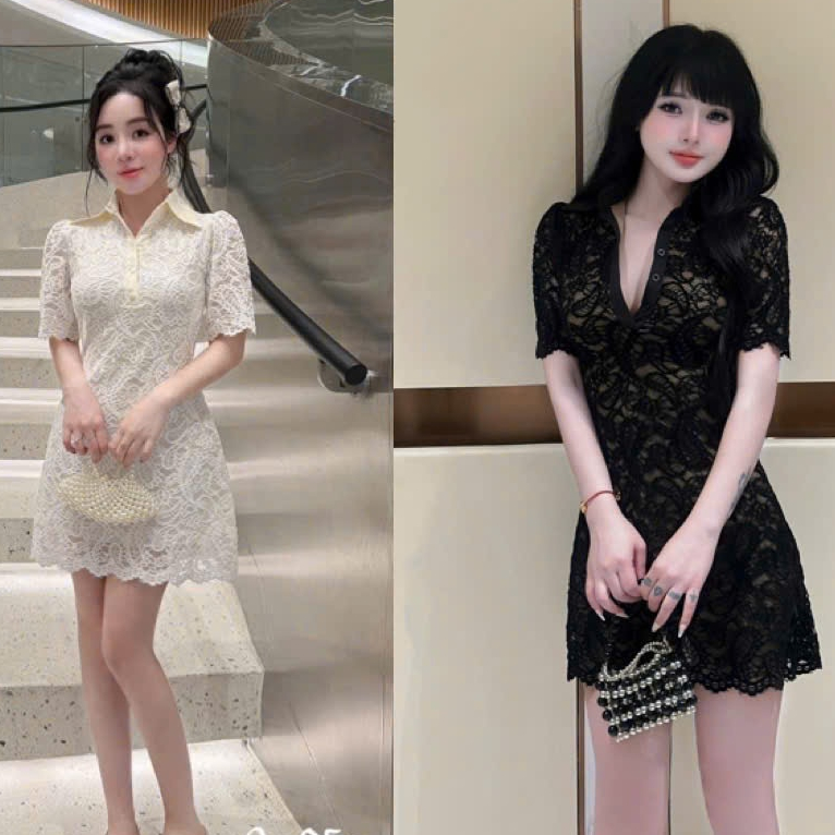 váy nữ sang chảnh,váy nữ nhẹ nhàng chất ren dáng ngắn hottrend cao cấp D10