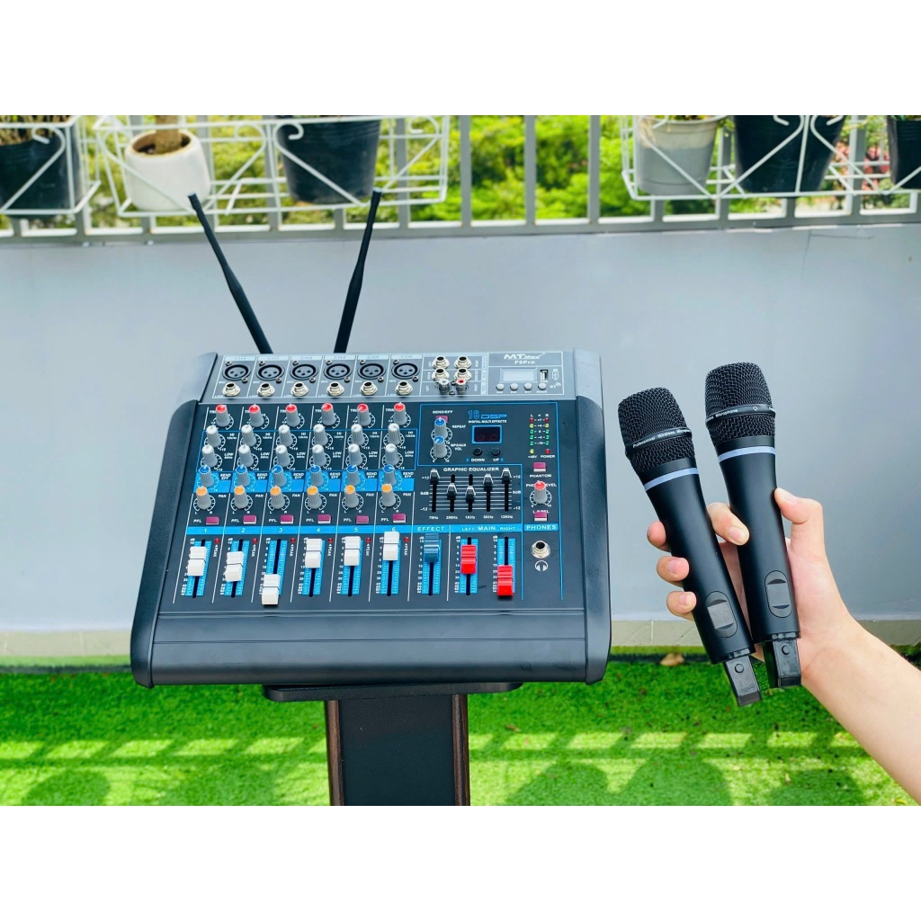 [ Tặng 10m dây loa ] Mixer Liền công suất MTMAX F9 Pro nâng cấp – karaoke gia đình,dễ chỉnh vang DSP