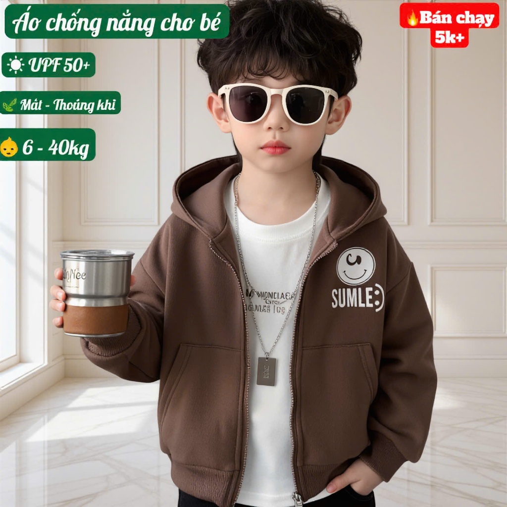 ÁO KHOÁC CHỐNG NẮNG CHO BÉ – UPF50+ THOÁNG KHÍ – ÁO CHỐNG UV 6–40KG #CN1