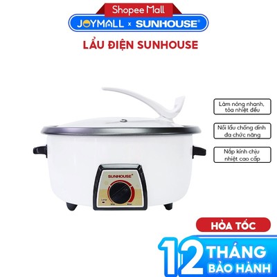 Lẩu Điện Dung Tích 3L 1500W Sunhouse SHD4521, Hàng Chính Hãng, Điều Chỉnh Núm Xoay, Tiện Lợi-JoyMall