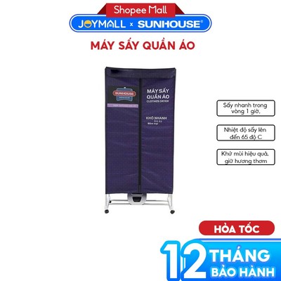 Máy Sấy Quần Áo SUNHOUSE SHD2707, Hàng Chính Hãng, Sấy Khô Tĩnh Học, Giảm Nhăn - JoyMall