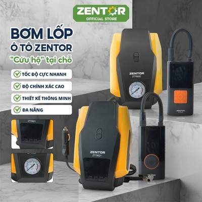 Bơm Lốp Ô Tô Tự Động Zentor Công Suất 80w/120w Máy Bơm Lốp Cắm Tẩu Thuốc Ô Tô, Bơm Hơi Nhanh Đồng Hồ Đo Chính Xác