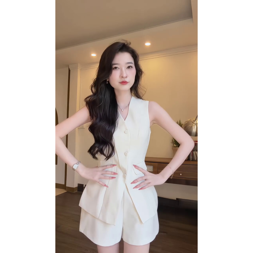 L25 Set Gile 3 Lỗ Phối Quần Short Ngắn