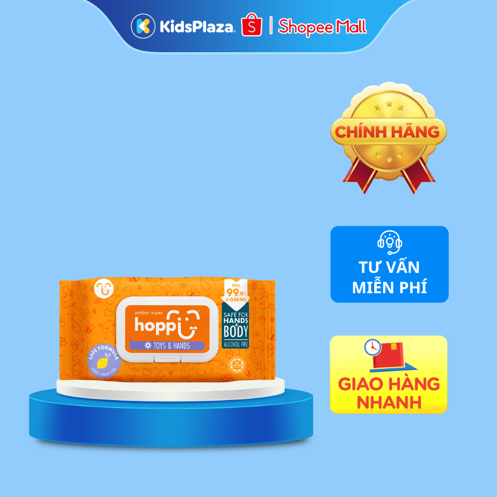 Khăn ướt kháng khuẩn Hoppi Antibac 80 tờ - Chính Hãng