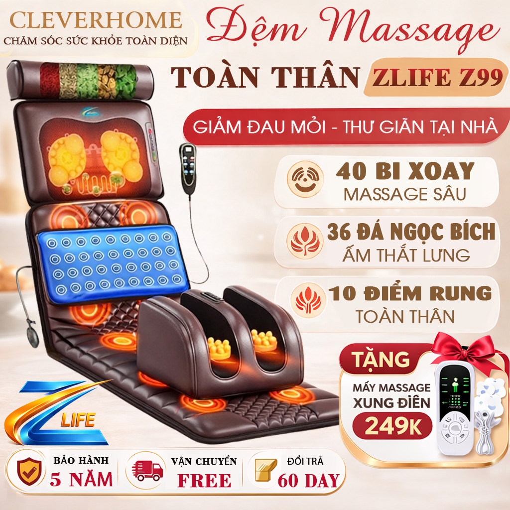 [THƯƠNG HIỆU ZLIFE - HÀNG TRỤC THÉP] Đệm massage toàn thân ZLIFE Z99, Nệm thảm ghế massage toàn thân