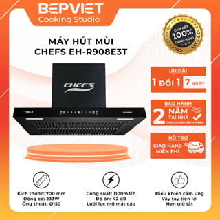 Máy hút mùi Chefs EH-R908E3T (70 cm), Tự động vệ sinh, Lực hút khoẻ, Chính hãng bảo hành