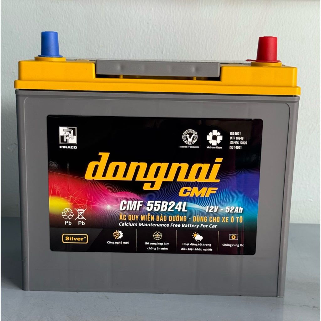 Bình ắc quy 12v miễn bảo dưỡng đồng nai CMF 55B24L 52ah (cọc nhỏ)