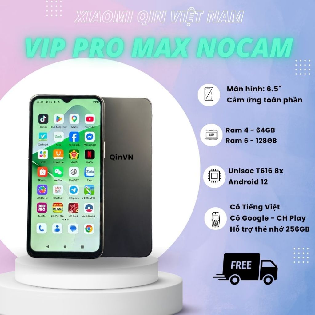 Điện thoại Vip Pro Nocam 128GB - Android 12 có Tiếng Việt - CHplay, máy bảo mật pin trâu