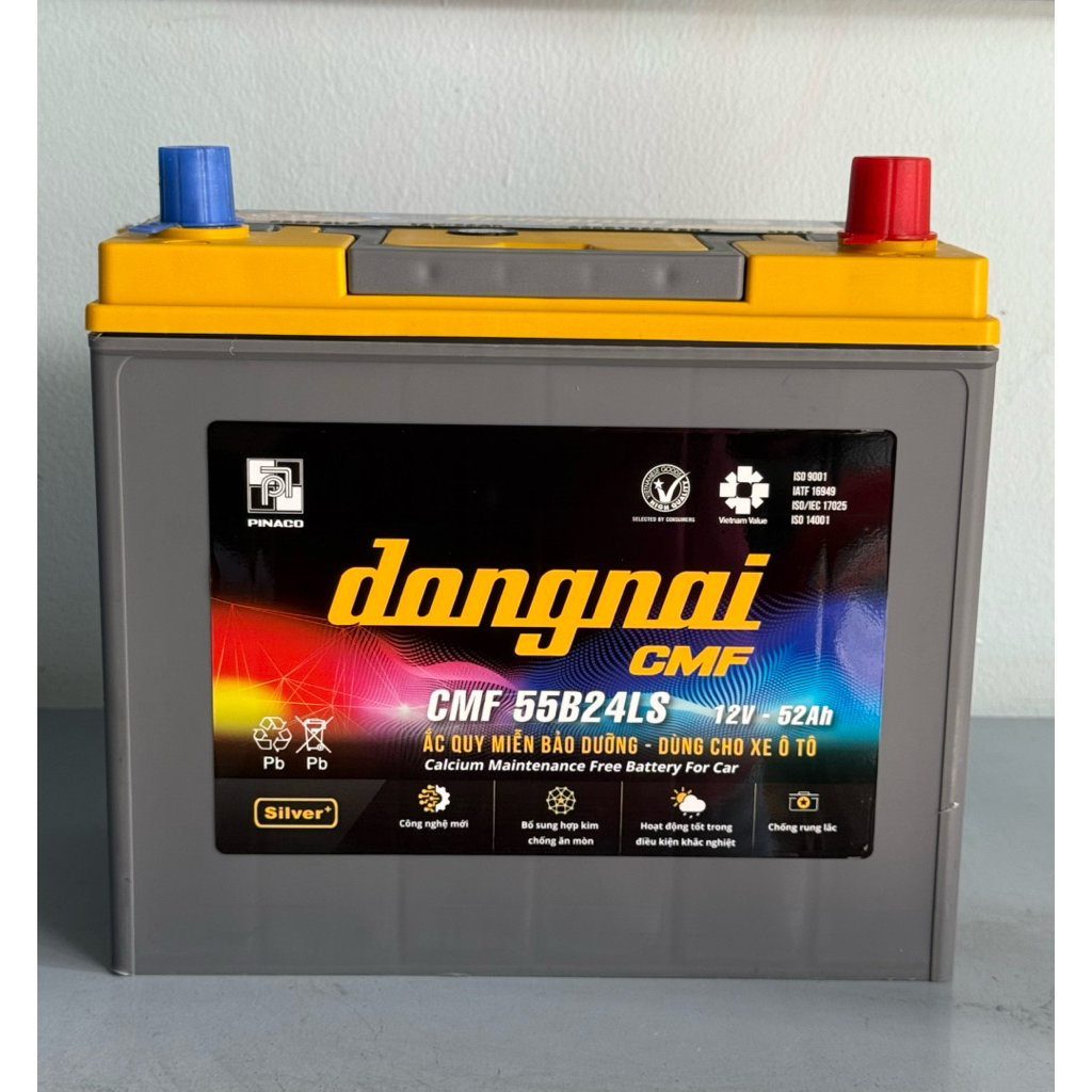 Bình ắc quy 12v miễn bảo dưỡng đồng nai CMF 55B24LS 52ah (cọc to)