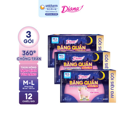[KOL] Combo 3 Diana Băng Quần Beauty Hip size M-L 12 chiếc/gói